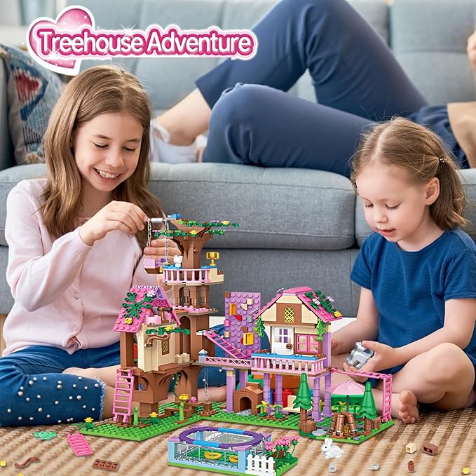 Tree House Building Set Compatible with Lego Friends, 756 PCS Forest House Building Kit Birthday Gift for Kids Girls Age 6-12 Years（7681）