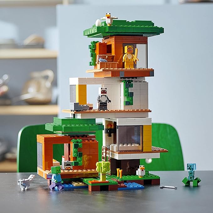 LEGO Minecraft The Modern Treehouse 21174 Giant Treehouse Building Kit Playset; Fun Toy for Minecraft-Gaming Kids; New 2021 (909 Pieces)