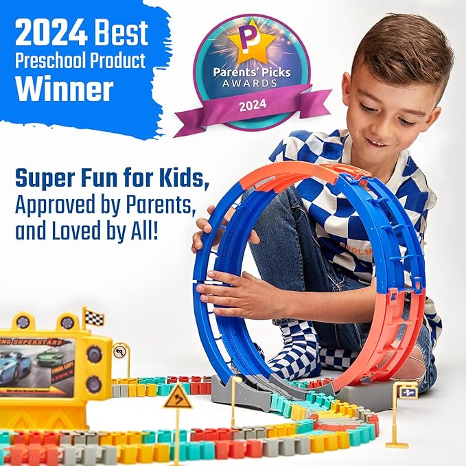 JITTERYGIT Race Track Glow in The Dark Magic Toy Set, Kids Light Up Flexible Car Tracks - Best Birthday Gift for Boys Girls and Toddlers 3 4 5 6 7 8 Year Old