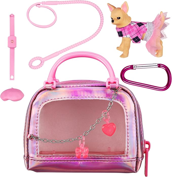 REAL LITTLES - Collectible Micro Puppy Carrier with 1 Micro Puppy and 5 Micro Working Surprises Inside! Styles May Vary