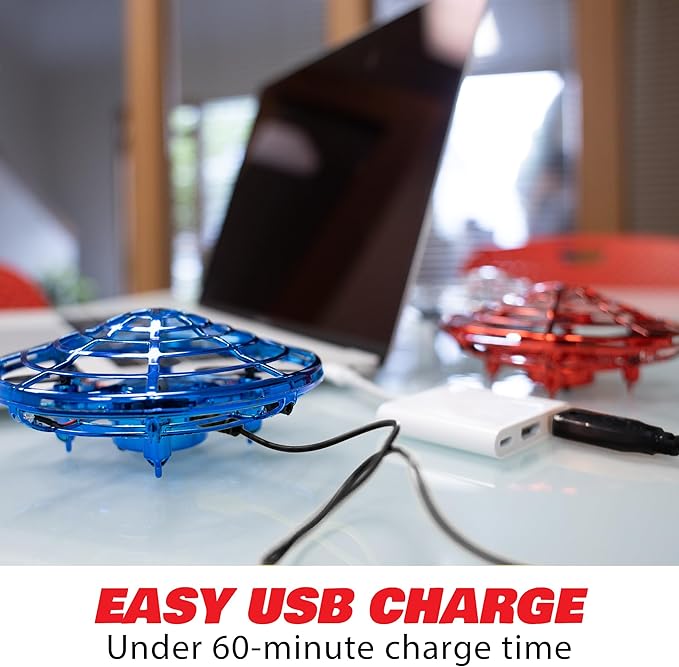 Force1 Scoot Duo Hand Operated Drone for Kids or Adults - 2pk Hands Free Motion Sensor Mini Drones, Easy Indoor Flying Ball Small UFO Toys for Boys and Girls (Red and Blue)