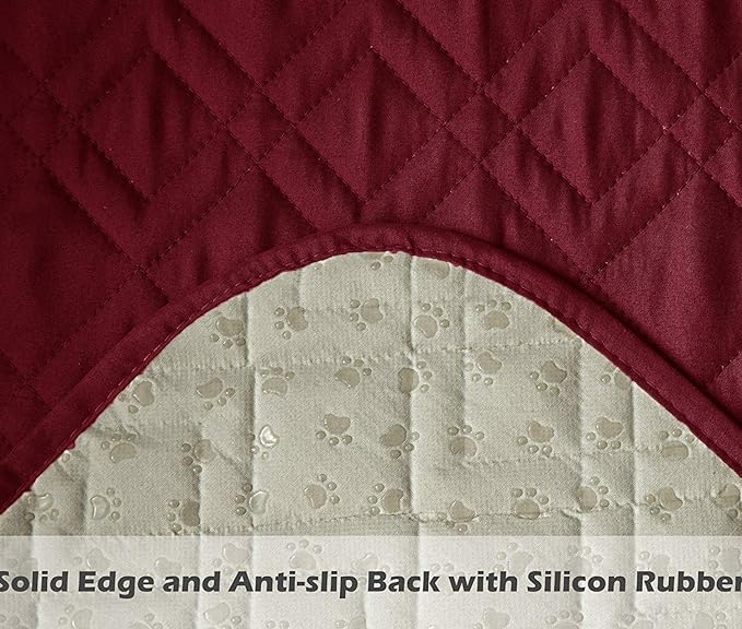 Ameritex Couch Sofa Slipcover 100% Waterproof Nonslip Quilted Furniture Protector Slipcover for Dogs, Children, Pets Sofa Slipcover Machine Washable (Burgundy, 78")