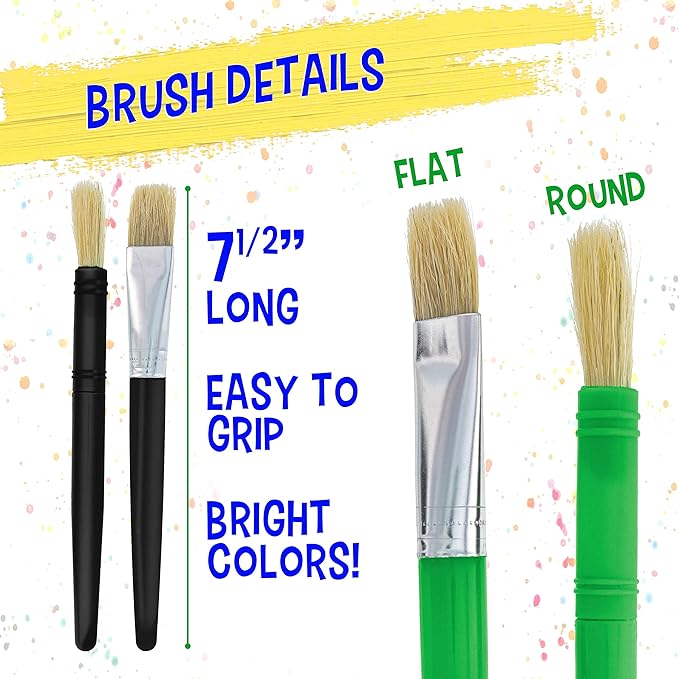 U.S. Art Supply 20-Piece Paint Brush Pack - Thick Paint Brushes for Crafts, Classroom Paint Brushes, Paint Brushes for Painting Projects, Bulk Paintbrushes for Tempera, Poster, and Acrylic Art