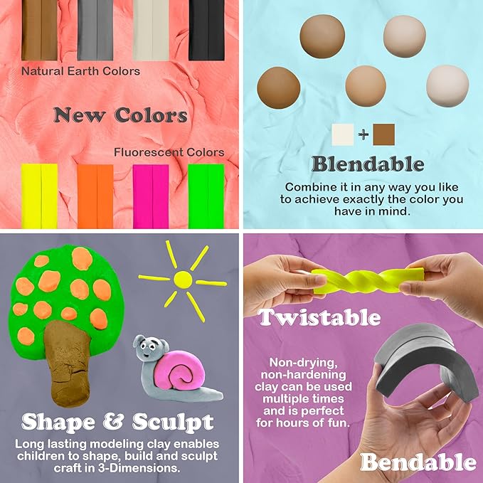 BAZIC Modeling Clay Natural Earth Color 1 LB, Modeling Dough Non Toxic Gift for Artist Kids, Bulk for Classroom, 1-Pack