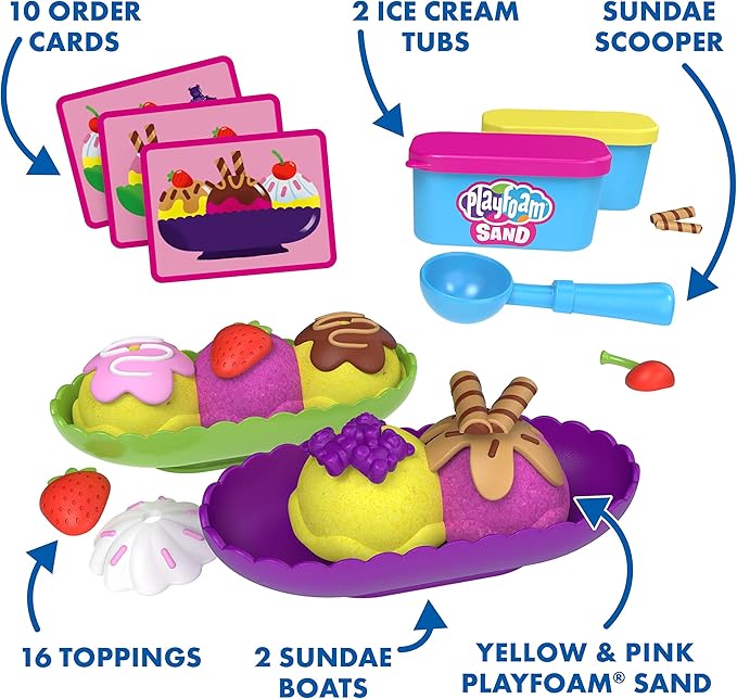 Educational Insights Playfoam Sand Ice Cream Sundae Set, Play Sand, Sensory Toy, Gift for Kids Ages 3+