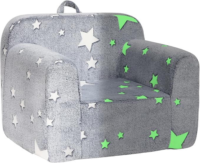 ALIMORDEN Kids Ultra-Soft Snuggle Foam Filled Chair, Single Cuddly Sherpa Reading Couch for Boys and Girls,Star