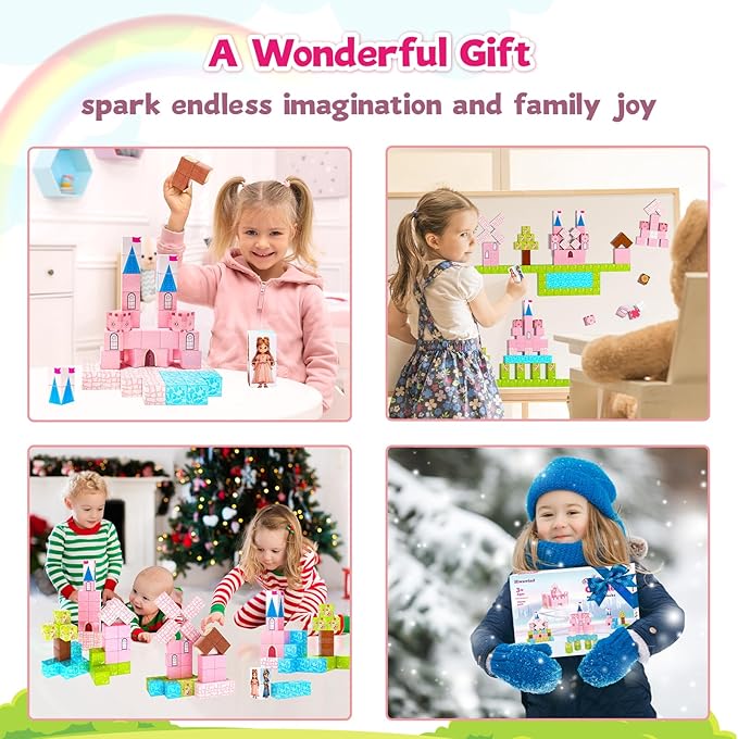Updated Magnetic Blocks-Princess Toys, Creative Magnetic Building Blocks Toddler Toys, Birthday Gifts for Kids 3+ Years Old, STEM Montessori Sensory Toys for Boys & Girls Age 3-4 4-5 6-8
