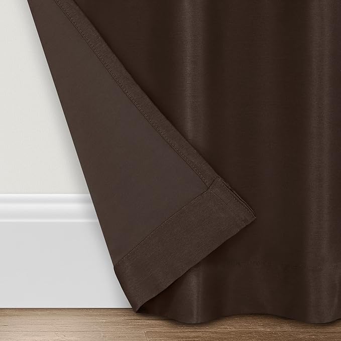 Eclipse Fresno Modern Blackout Thermal Rod Pocket Window Curtain for Bedroom (1 Panel), 52 in x 108 in, Espresso