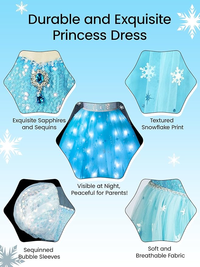 Princess Dresses for Girls, Costume for Girls, Toddler Princess Dress, Girls Halloween Costume, Princess Costume with Cape, Princess Dress Up Clothes for Girls, 130