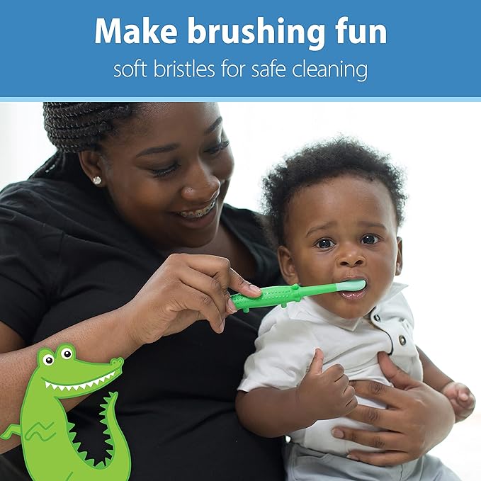 Dr. Brown's Baby and Toddler Toothbrush - Crocodile, BPA Free - Age 1-4Y
