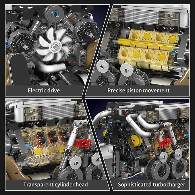 Mould King W16 Engine Toys Building Sets, Model Engine Kit for Adults, V8 Mini Engine Scale Model with Motor, 10131 STEM DIY Building Kits That Works, Blocks for Adults Boys Kids Aged 14+(952 Pieces)