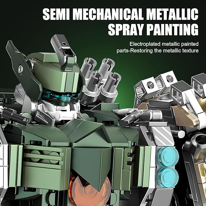 Mech Building Blocks Set for Adults，Motorized Robot Model Building Kit with Multiple Weapons, Hard Core Industrial Style Collectible Gifts for Man Boys Ages 12+ (1403 PCS)