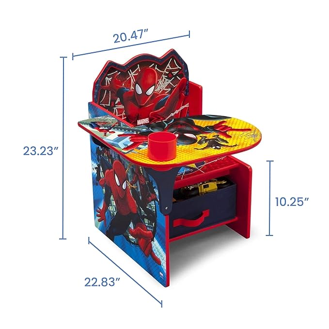 Delta Children Chair Desk With Storage Bin - Greenguard Gold Certified, Spider-Man, Arm Rest, Cushion Availability, Engineered Wood