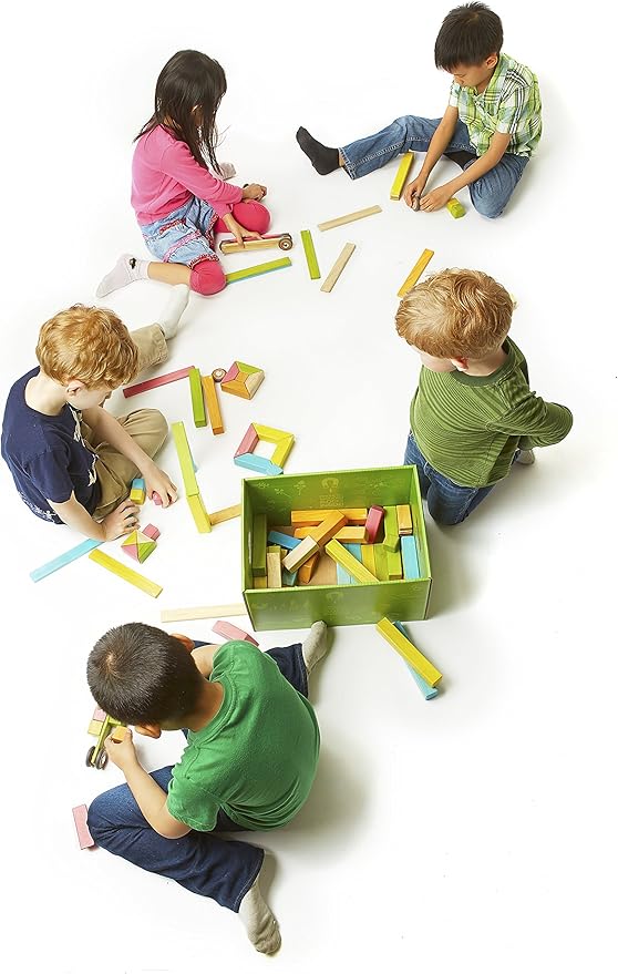 90 Piece Tegu Classroom Magnetic Wooden Block Set, Tints, 1-99 years old