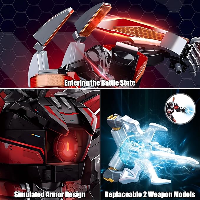 Wanderer Mech Building Blocks Set for Adults，Dark Robot Model Building Kit with 2 Multiple Weapons, 585 Pcs Creative Collectible Gift for Boys Kids 8-12