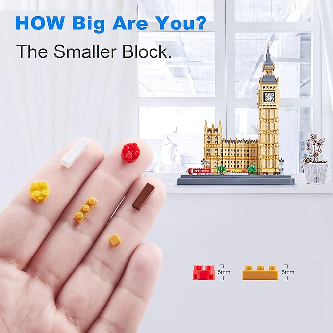 Real Big Ben Micro Building Blocks Set for Adults 6473 PCS - World Famous Architectural Model Toys Presents for Kid Age of 14+