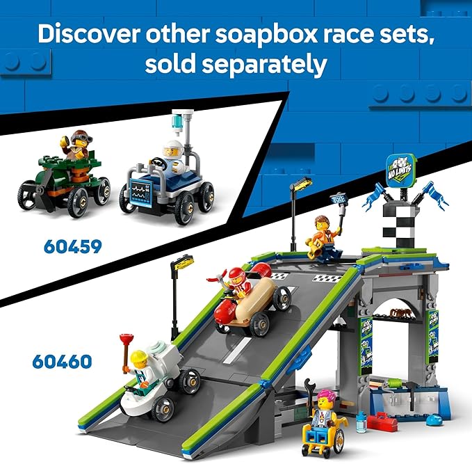 LEGO City Pizza vs. Fire Truck Race Car Pack Toy - Building Toy for Kids, Boys and Girls, Ages 5+ - Gift for Birthdays and Holidays - Includes Chef and Firefighter Minifigures - 60458
