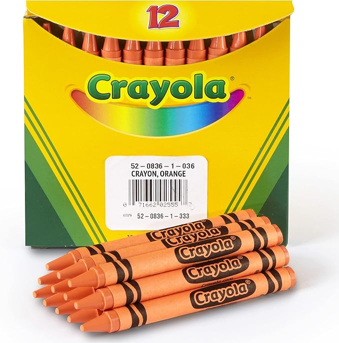Crayola Crayons, Orange, Single Color Crayon Refill, 12 Count Bulk Crayons, School Supplies