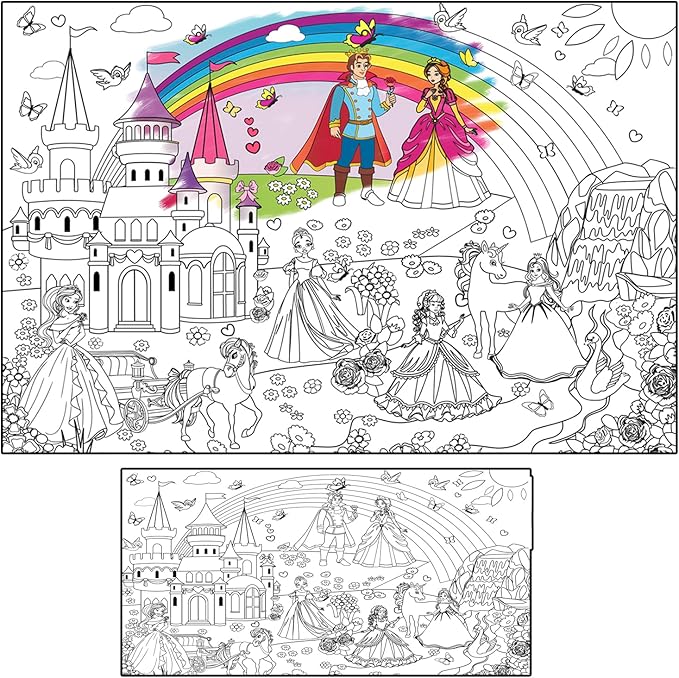 ALEX Art, Giant Coloring Poster - Princess Huge Posters to Color - Large Coloring Poster for Wall - Coloring Posters for Kids - Giant Coloring Pages - Jumbo Coloring Poster, Big 38.5" x 26"