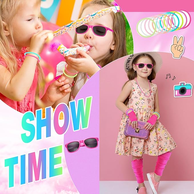 80s Outfit for Kids, 80s Costumes Accessories for Kids, 80s Outfits for Girls Cosplay 1980s Theme Retro Party