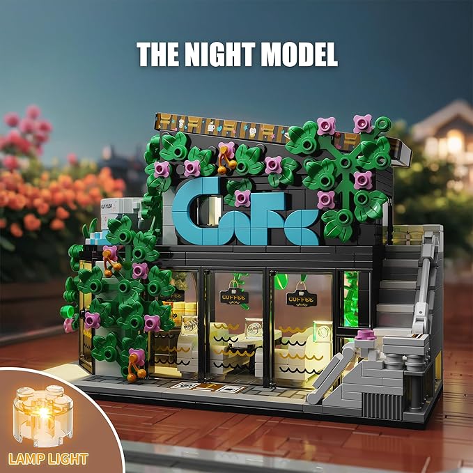 TYCOLE Flower House Building Block Set,Coffee House Building Toy with LED Lights, Creative Garden House Model Kits,Christmas Birthday Gift for Adults,Friend or Girls 8-12(564 PCS)