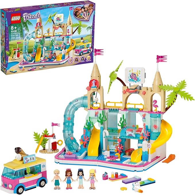 LEGO Friends Summer Fun Water Park 41430 Set Featuring Friends Stephanie, Emma, Olivia and Mason Buildable Mini-Doll Figures, Perfect Set for Creative Play (1,001 Pieces)