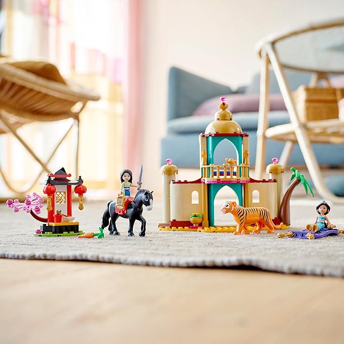 LEGO® Disney Jasmine and Mulan’s Adventure 43208 Building Kit; A Fun Princess Construction Toy for Kids Aged 5+