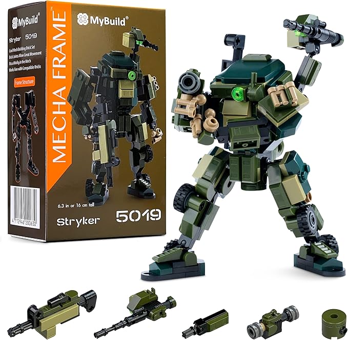 MyBuild Mecha Frame Armed Forces Stryker 5019 - Green Armor Robot Blocks Toy Building Bricks for Children to Adult Mech Fans