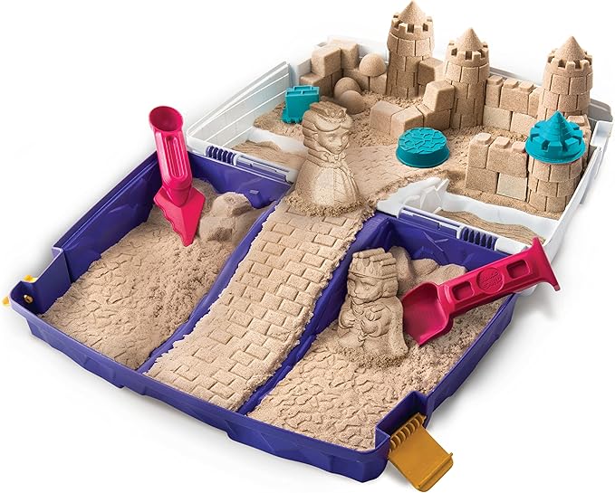Kinetic Sand, Folding Sand Box with 2lbs of Kinetic Sand, Includes Molds and Tools, Play Sand Sensory Toys for Kids Ages 3 and up