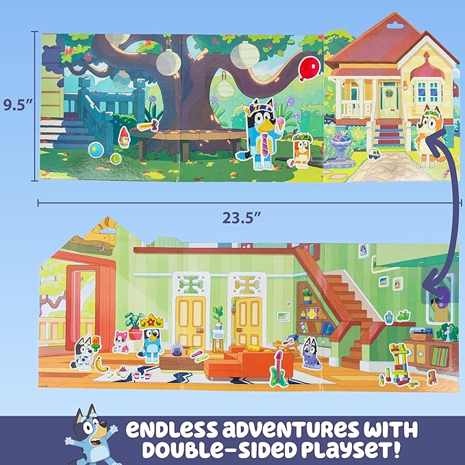 Horizon Group USA Bluey Sticker Playset, 2 Sticker Play Scenes, 35+ Reusable Puffy Bluey Repositionable Stickers for Kids, Perfect for Travel, Screen-Free Fun