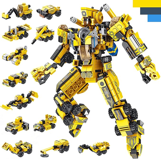Robot STEM Building Toys for 6 Year Old Boys, 573 pcs Construction Toy Engineering Building Bricks Construction Vehicles Kit Best Gift for Kids Age 6 7 8 9 10 11 Year Old