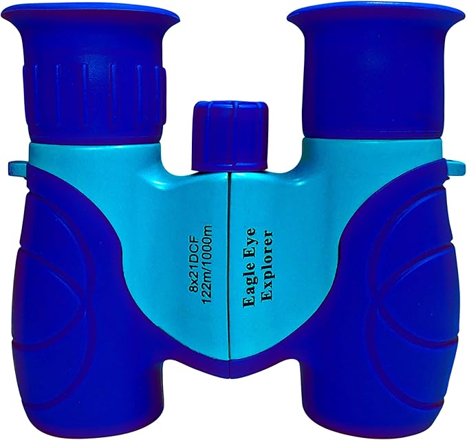 Multi-Piece Set Cargo Vest with Reflective Safety Straps, 1 8x21 Magnification Binoculars and Safari Hat for Boys and Girls (Medium/Large, Dark Blue Vest, Hat Binoculars)