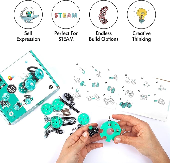 Toy Building Sets: BuggyBit Vehicle Model Kit for Kids 6+, Mini STEM Toys with Nuts & Bolts, Build Your Own Engineering Kit, STEM Building Toys Gifts for Boys and Girls