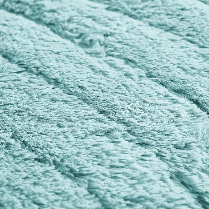 RBSC Home Plush Recliner Slipcover 23 Inches Baby Blue Chair Covers Artificial Wool Lazy Boy Cover Quilted Cover for Recliner Chairs and Furniture Soft Warm