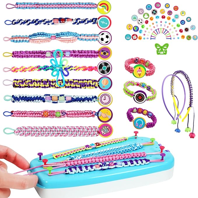Friendship Bracelet Making Kit for Teen Girls - Arts and Crafts Ideas for Kids Age 6 7 8 9 10-12, DIY Handmade Toys for Birthday Christmas Gifts, Great for Road Trip with Featuring Instructions