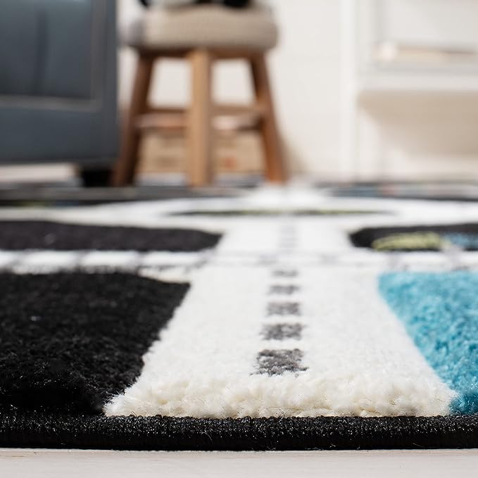 SAFAVIEH Carousel Kids Collection Accent Rug - 2' x 3', Black & Ivory, Non-Shedding & Easy Care, Ideal for High Traffic Areas for Boys & Girls in Playroom, Nursery, Bedroom (CRK192Z)