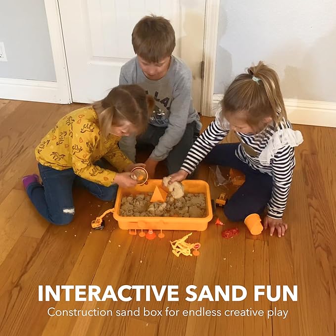 Construction Sandbox Toys for Kids with 2 lbs Play Sund, Bulldozer, and Figures -Tractor Sand Playset - Children Toys 3-5 Boys, Farm Sand Play Set, Indoor Sand Toy, Mini Construction Toys