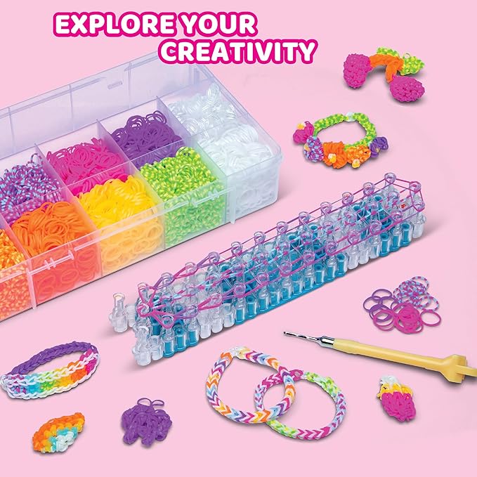 Rainbow Loom® Combo Set, Features 4000+ Colorful Rubber Bands, 2 Step-by-Step Bracelet Instructions, Organizer Case, Great Gift for Kids 7+ to Promote Fine Motor Skills