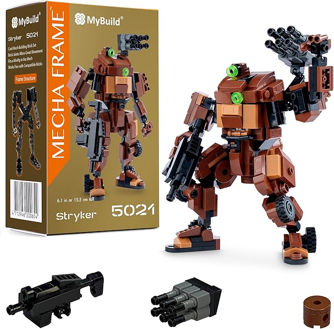 MyBuild Mecha Frame Armed Forces Stryker 5021 - Brown Armor Robot Blocks Toy Building Bricks Collection for Children to Adult Mech Fans