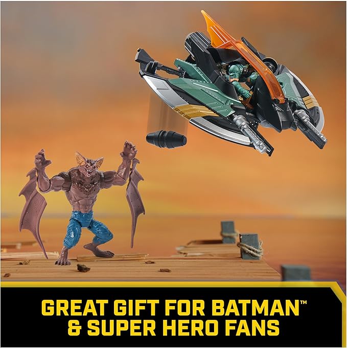 DC Comics, Batman Aerial Battle Pack (Amazon Exclusive), Batwing Vehicle, 4-inch Batman & Man-Bat Action Figure, Super Hero Kids Toys for Boys & Girls