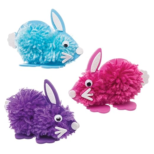 Baker Ross AW198 Easter Pom Pom Ornament - Pack of 3, Arts and Crafts for Kids to Create and Display
