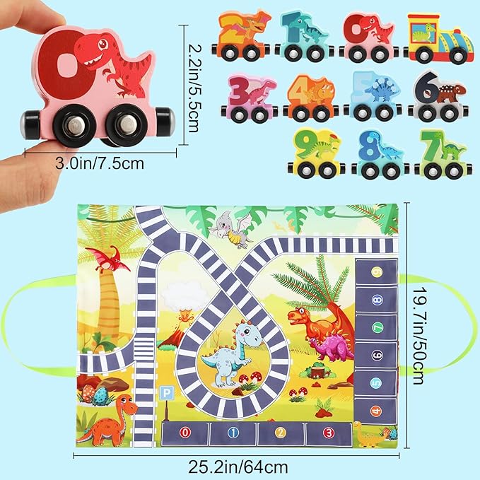 Wooden Dinosaur Magnetic Train Set for Toddlers 2-4 Dinosaur Toys for Kids Train Toys for Toddlers 3-5 Magnetic Train Car Toys for Toddlers