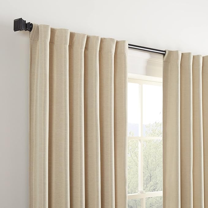 Eclipse Fresno Modern Blackout Thermal Rod Pocket Window Curtain for Bedroom (1 Panel), 52 in x 95 in, Wheat