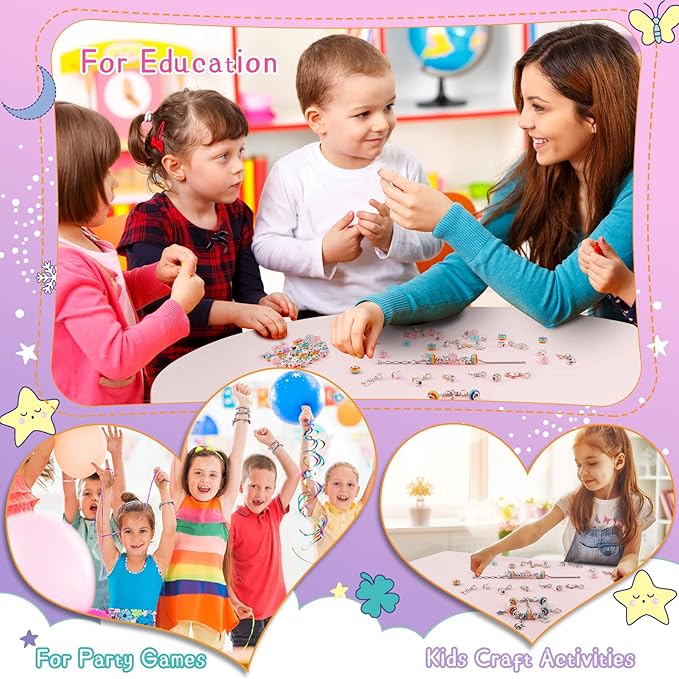 Girls Charm Bracelet Making Kit, Unicorn Toy Gifts for Ages 6 7 8 9 10+ Girls DIY Jewelry Making Kit for 8-12, Perfect Craft Kits Educational Toys - Finger Fine Motor Training and Inspires Creativity
