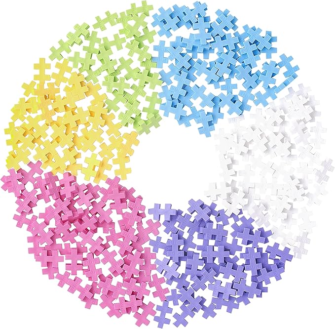 PLUS PLUS 240 Piece Interlocking Building Blocks for Kids, Open Ended Connecting Toys, STEM Bin Mini Manipulatives - Pastel Mix Play Tube & Baseplate