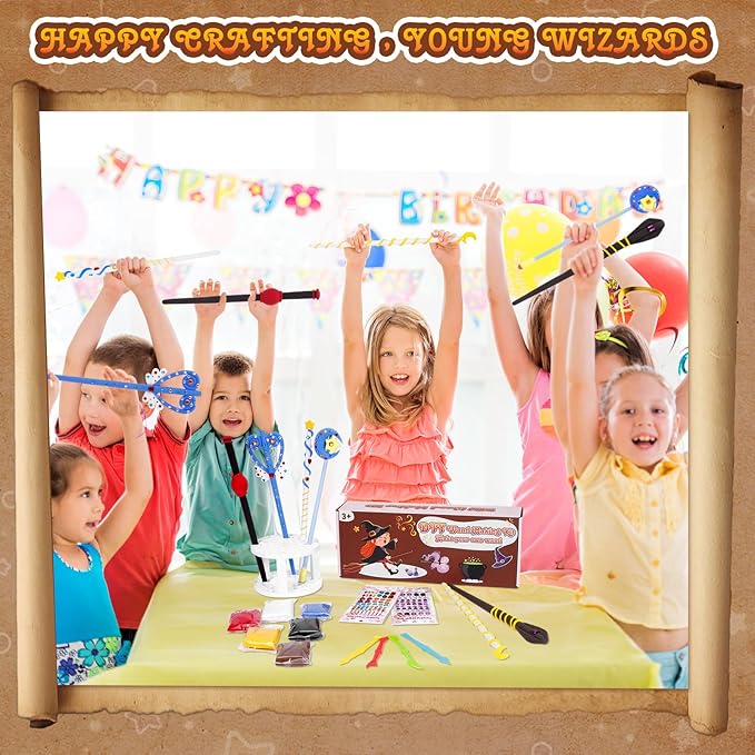 EnchantZone Magic Wand Making Kit DIY Wizard Princess Wand Craft Set for Kids Make Your Own Wands for Birthday Party Favors, Deluxe Accessories to Make 18 Wands