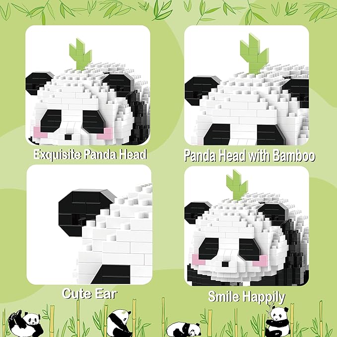 Mini Building Blocks- Crawling Panda, Party Favors- Micro Blocks Panda Toy for Kids 6 7 8 9 10+, Mini Blocks Building Sets for Adults, Easter/Birthday for Boys and Girls(606 PCS)
