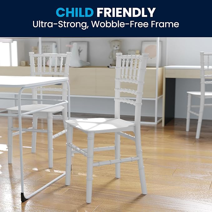 Flash Furniture Hercules Series Children's Resin Event Chair, Commercial/Residential All Occasion Chair, 330 lb. Static Weight Capacity, White