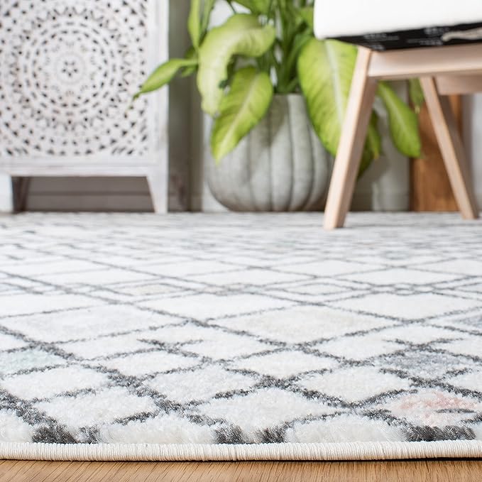 SAFAVIEH Amsterdam Collection Runner Rug - 2'3" x 8', Ivory & Beige, Moroccan Boho Design, Non-Shedding & Easy Care, Ideal for High Traffic Areas in Living Room, Bedroom (AMS115A)