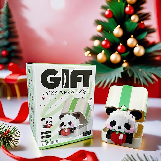 Mini Building Blocks Cute Pet Gift Box Panda Party Favors - Miniature Building Blocks Panda Toys Suitable for Birthday for Boys and Girls